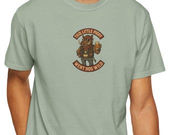 Camiseta con ilustración de cerdo en jarra de cerveza retro / Parche de cervecería