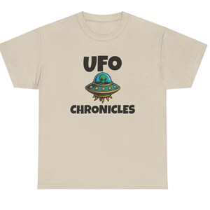 UFO Chronicles Unisex Heavy Cotton Tee - Fun Alien Shirt, Sci-Fi Apparel, Quirky Gift, UFO Lover Tee, Retro Space Design