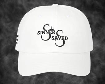 Dad Cap, Sinner Saved Embroidered Cotton Christian Hat
