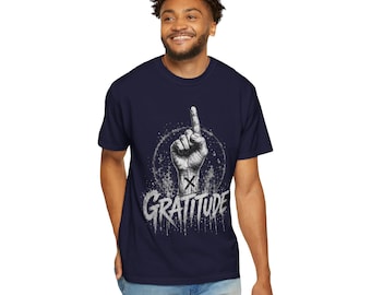 Christian Tee with Gratitude Fist Graphic, Comfort Colors 100% Cotton Shirt