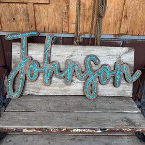Name Sign - Cursive - Wood + Inlay