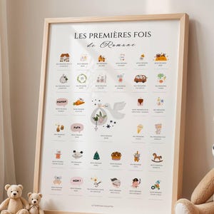 Affiche "Mes premières fois"  - Poster date à tamponner - Cadeau personnalisé pour Liste de naissance