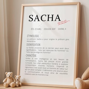 Affiche signification prénom enfant , étymologie & caractère prénom - cadeau liste de naissance - Décoration chambre bébé