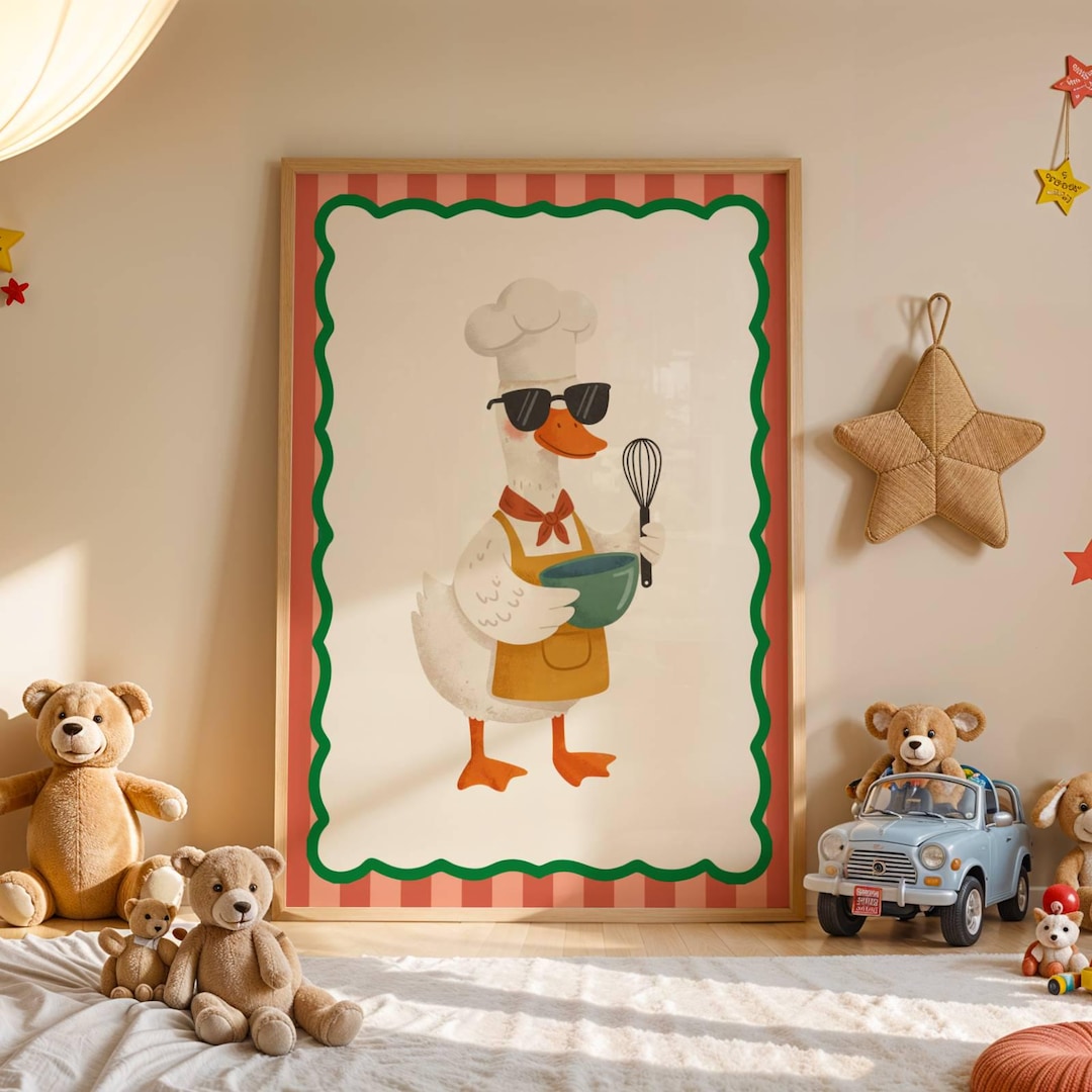 Children's Goose Kitchen Poster – Funny Animal Poster for a Child's ...