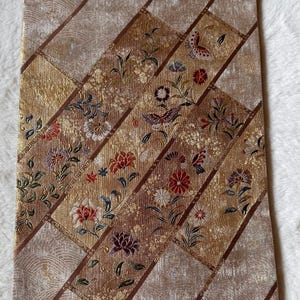 Fukuro Obi with Full-Pattern Design – Floral & Butterfly Motif – Gold Thread – From Ginza Ogiya – Exquisite Piece