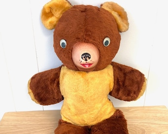 Vintage 1950's Rubber Face Panda Bear Large Plush Doll! Cute!