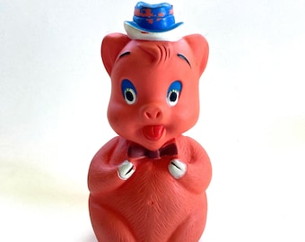 Vintage 1960's Rubber Piggy Bank Figure! Vintage Classic Toy!