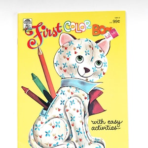 Vintage 1960's "First Color Book" Happy Kitten Coloring Book! Cute!
