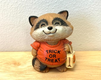 Vintage 1980's Shirt Tales Halloween Racoon Small Figurine! Cute!