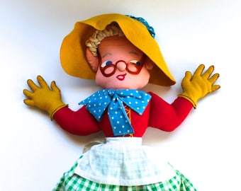 Vintage 1940's-50's Mother Goose Fairytale Plush Doll! 20" Tall!