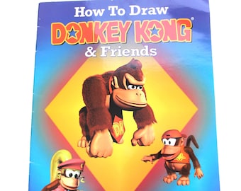 Vintage 1990's How to Draw Donkey Kong & Friends Art Book! Vintage Video Game Merchandise!