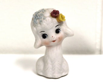 Vintage 1950's-60's Cartoon Lamb Ceramic Figurine! So Cute!