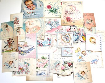 Vintage 1950's Baby Greeting Card Lot! Cute!