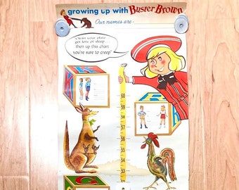 Vintage 1950's Advertising Buster Brown Growth Chart Poster! So Cute!