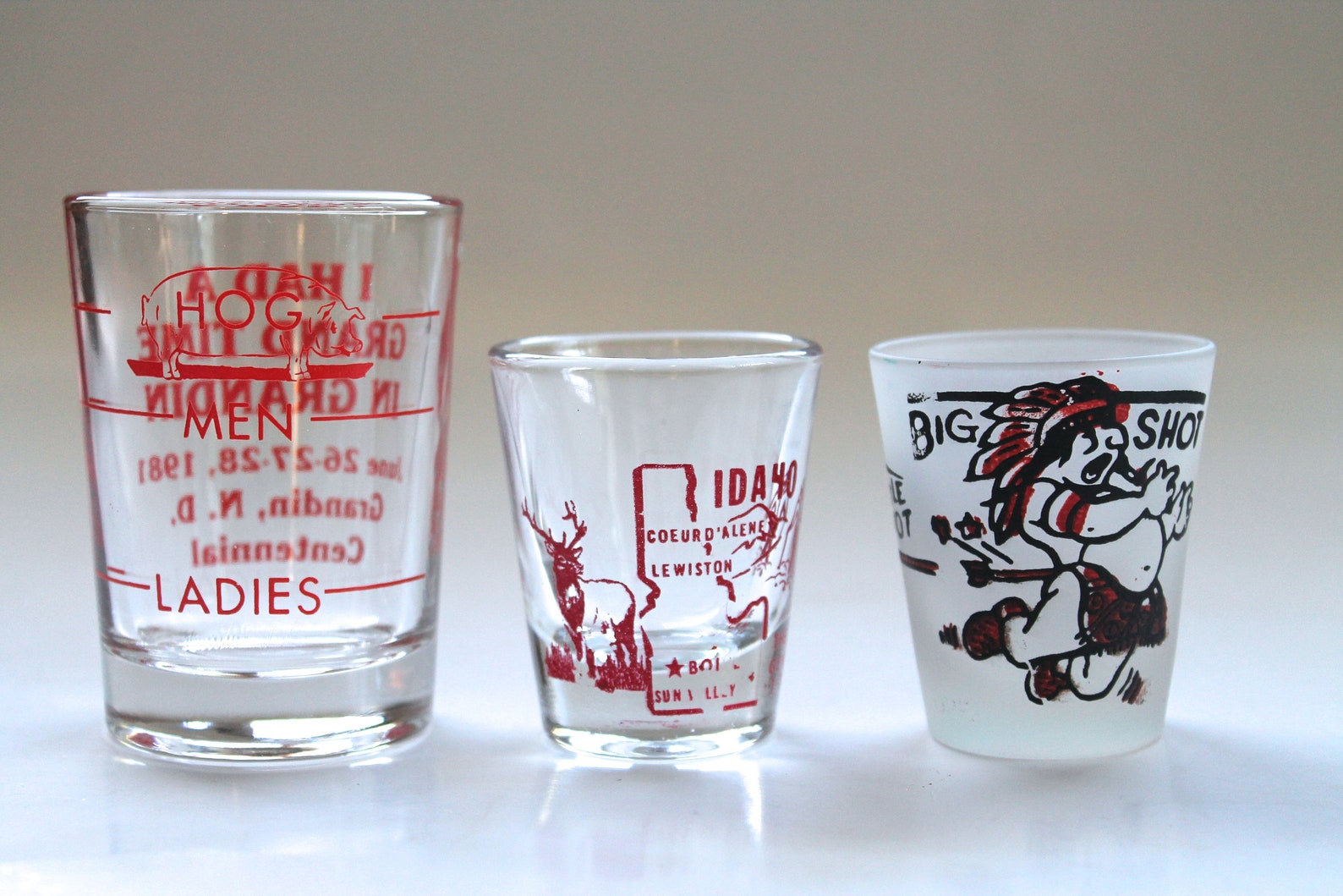 Vintage 1950's Funny Novelty Shot Glass Lot of 3 Super Etsy