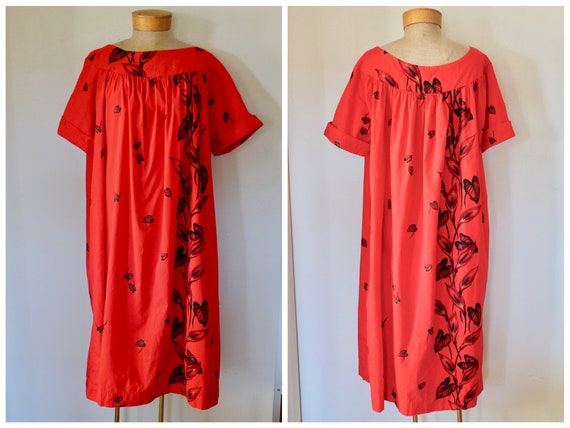 Vintage 1960s Hawaiian/Tiki Red and Black Leaf Pri