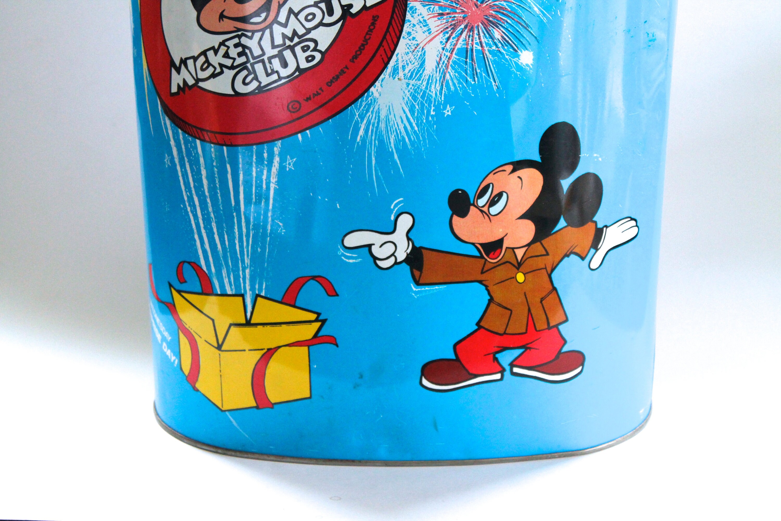 Vintage 1970's Disney the New Mickey Mouse Club Metal Trash Can