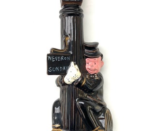 1950's-60’s Novelty Drunk Man Hugging Lamp Post Booze Decanter! Fun!