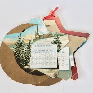 Victorian Lot of 5 1885 Star-Shaped Calendar with Different Art Each Month!