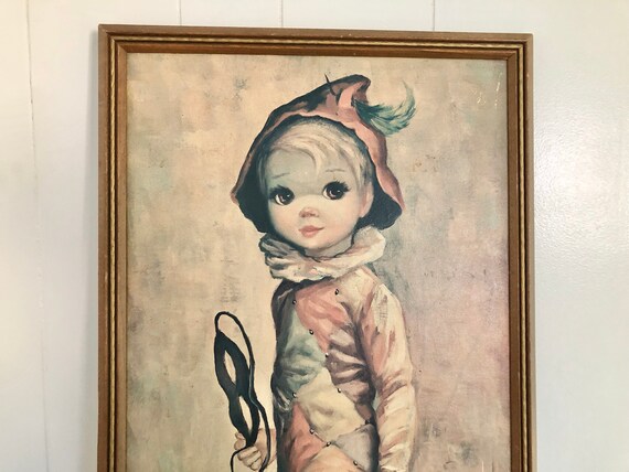 Vintage 1960s Mid Century Big Eyed Jester/harlequin