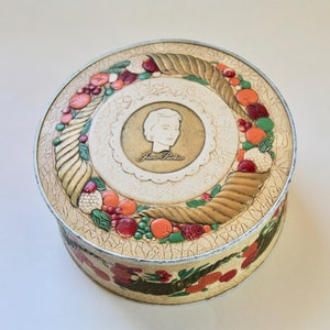 Vintage 1950s Jane Parker Metal Fruitcake Tin With Embossed Cornucopias ...