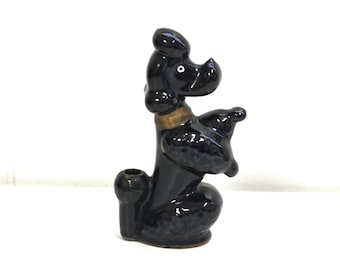 Vintage 1950's Ceramic Black Poodle Figurine/Pen Holder - Made in Japan!