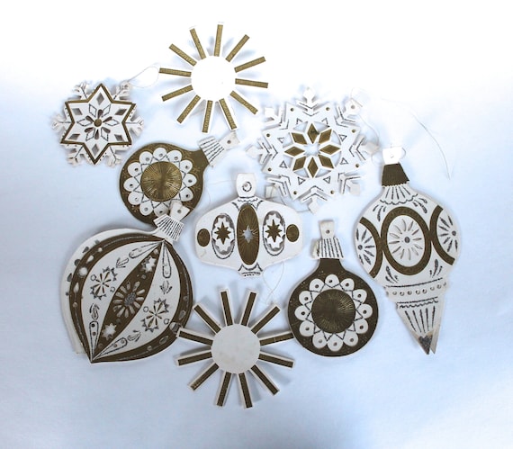 Vintage 1950s Christmas Ornament Paper Gift Tag Lot!