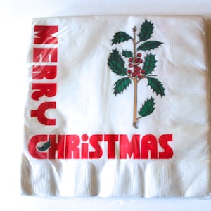 Vintage 1980&#39;s Christmas Napkins! Unopened! Mid Century Christmas!