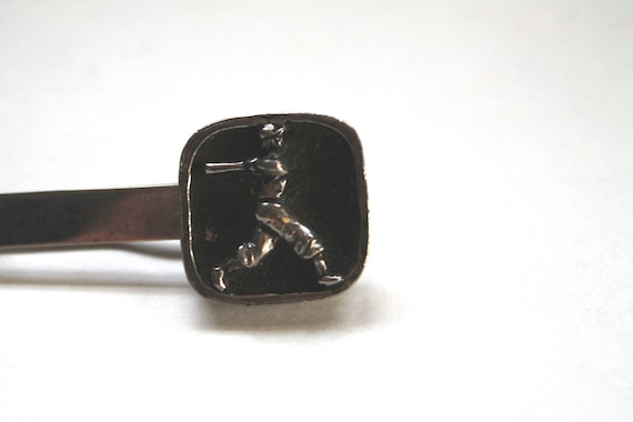 Vintage 1940's Baseball Player Metal Tie Clip! Ra… - image 3