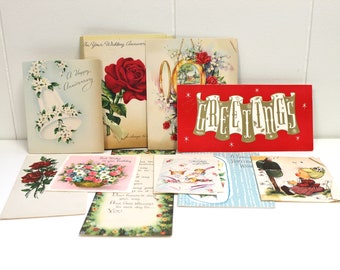 Vintage 1950's Holiday Greeting Card Lot! Cute!