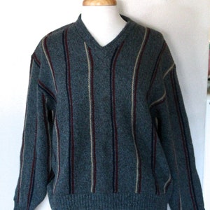 Vintage 1970&#39;s Sears Sportswear Mens Striped Shetland Wool Pullover Sweater!