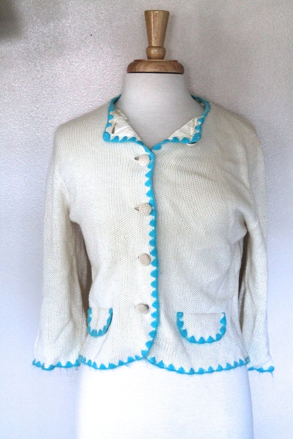 Vintage 1950s/60s Womens Ivory Susan Laurie Knit … - image 1