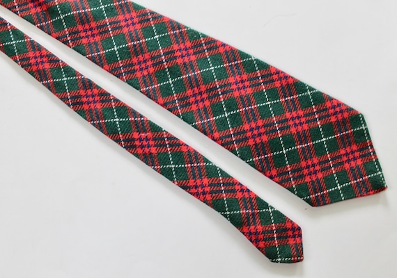 Vintage 1970s Wide Wool Plaid/Tartan Mens Necktie… - image 1