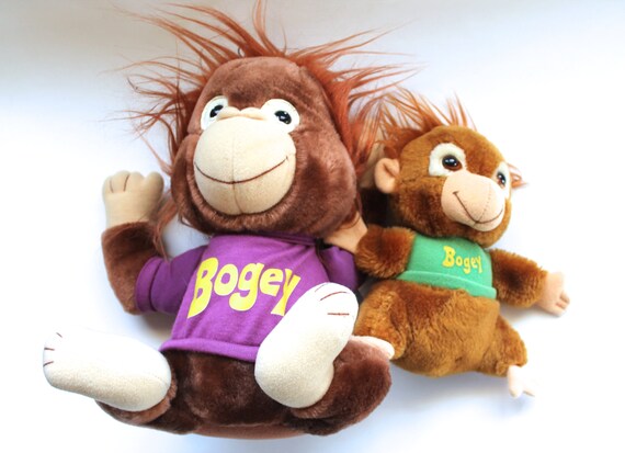 Vintage 1980's Shirt Tales Bogey the Orangutan Plush Doll Lot of 2