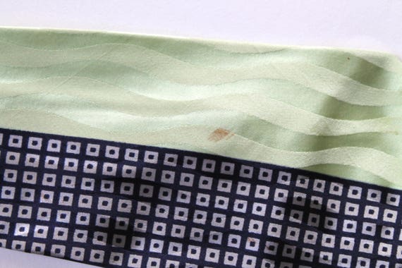 Vintage 1940's Mens Wide Silk Mint Green and Navy… - image 3