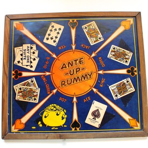 Vintage 1950&#39;s-60&#39;s Ante Up Rummy Game Board! Beautiful Graphics!