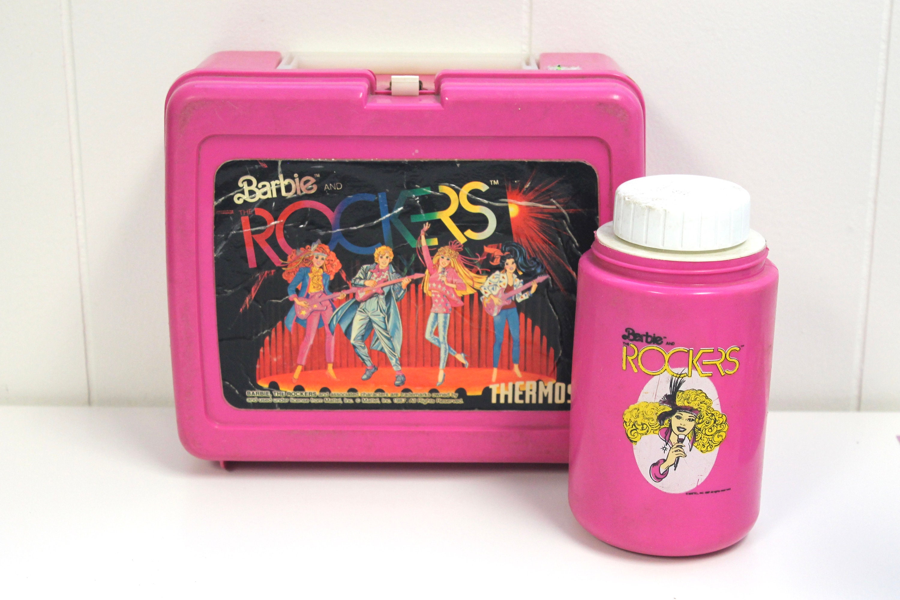 VINTAGE 1986 MY CHILD DOLL PINK PLASTIC SCHOOL LUNCH BOX + THERMOS MATTEL