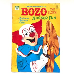 Vintage 1960’s Bozo The Clown Sticker Fun Book! Cool!