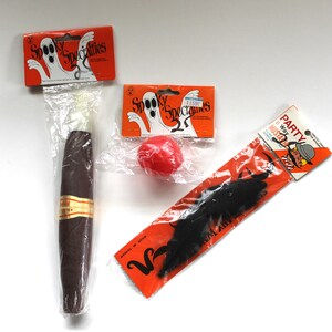 Vintage 1970&#39;s-80&#39;s New Old Stock Halloween Costume Accessories Novelty Cigar, Clown Nose and Mustache! Vintage Halloween!