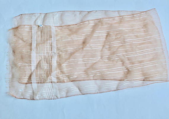 Vintage 1960s Rectangular Light Orange Sheer Chif… - image 1