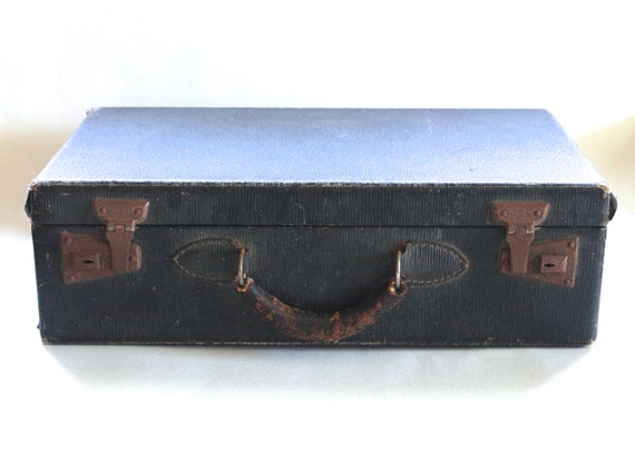 Vintage 1930s Black Suitcase with Cool Bubble Pat… - image 3