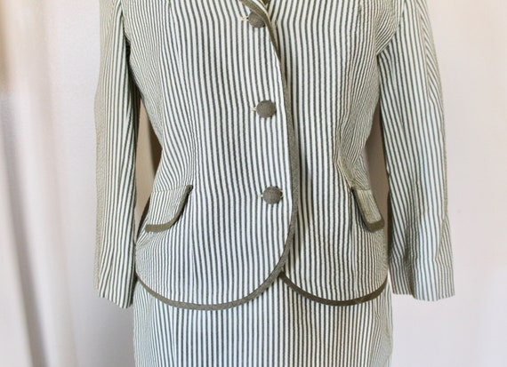 1960s Brown and White Striped Womens/Ladies Suit … - image 7