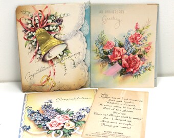 Vintage 1950's Anniversary Greeting Card Lot! Cute!