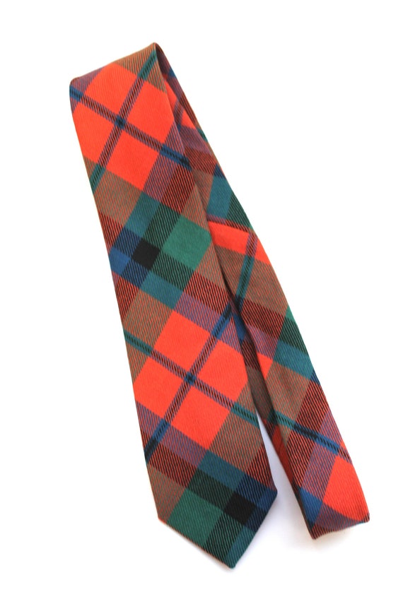 Vintage 1970s Wide Wool Plaid/Tartan Mens Necktie 