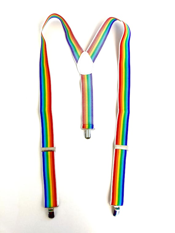 Vintage 1970s Rainbow Suspenders! - image 1