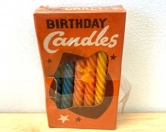 Vintage 1950's Unopened Box of Birthday Candles! Super Cute Packaging!