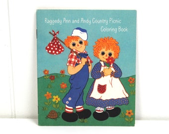 Vintage 1970's Raggedy Ann & Andy Country Picnic Coloring Book by Hallmark! Cute!