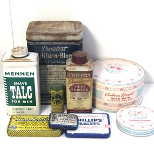Vintage 1940&#39;s-50&#39;s Advertising Tin Canister Lot! Great Vintage Graphics!