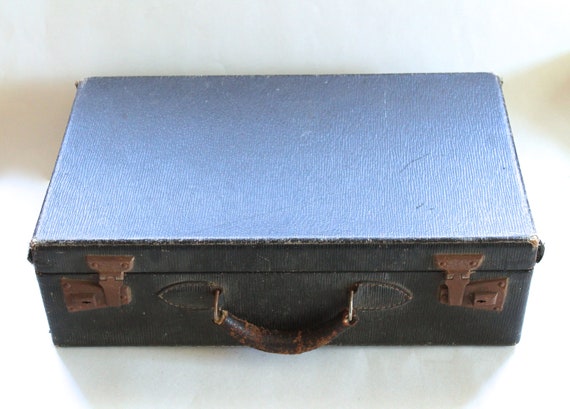 Vintage 1930s Black Suitcase with Cool Bubble Pat… - image 2