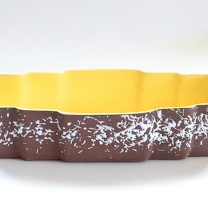 Vintage 1950s/1960s Mid Century Brown and Yellow Ceramic Rectangular Planter!
